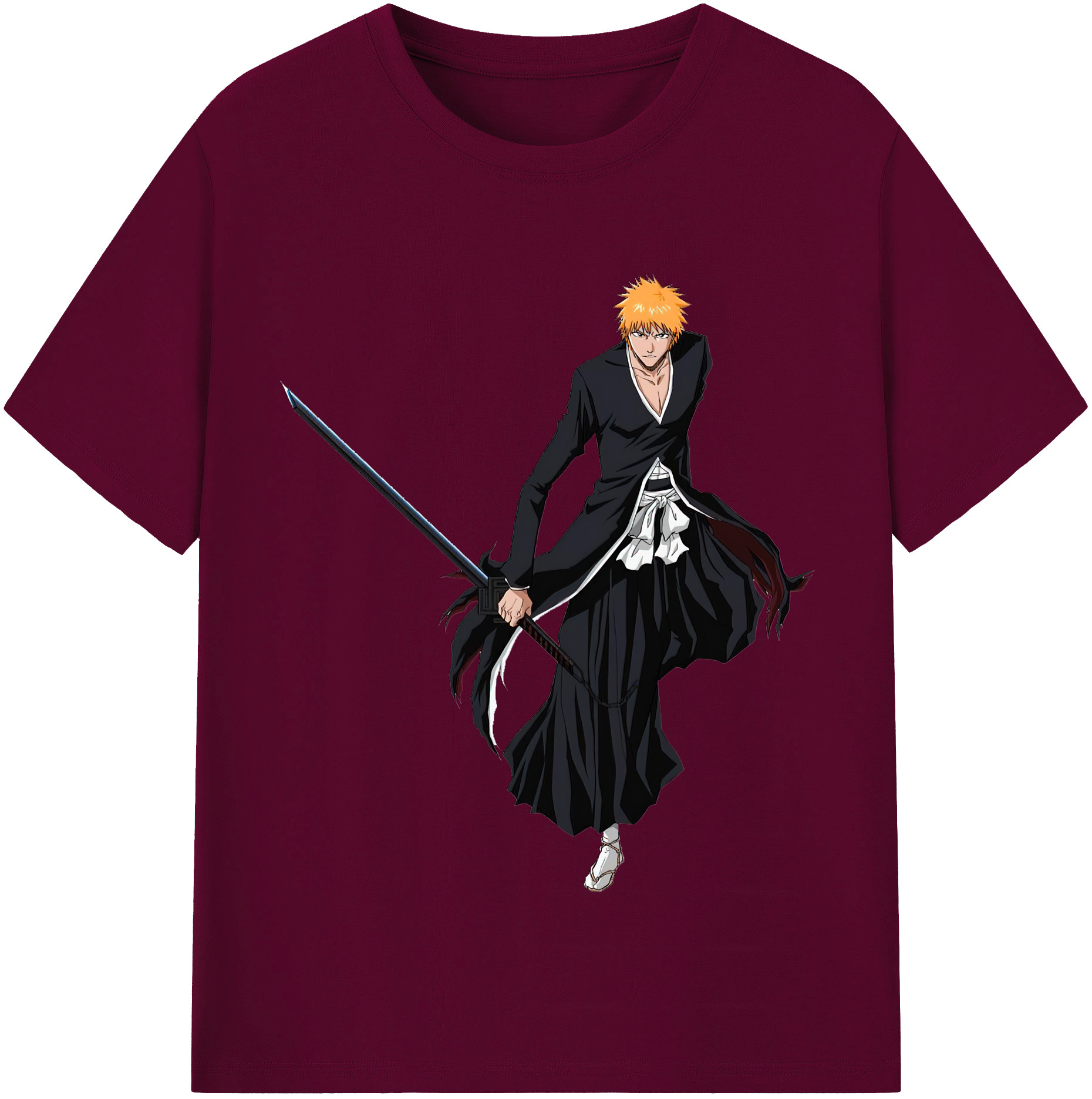 （画像用） ブリーチ 黒崎一護（くろさき いちご）BLEACH Kurosaki Ichigo レディースカジュアルプリントTシャツ（綿100％）